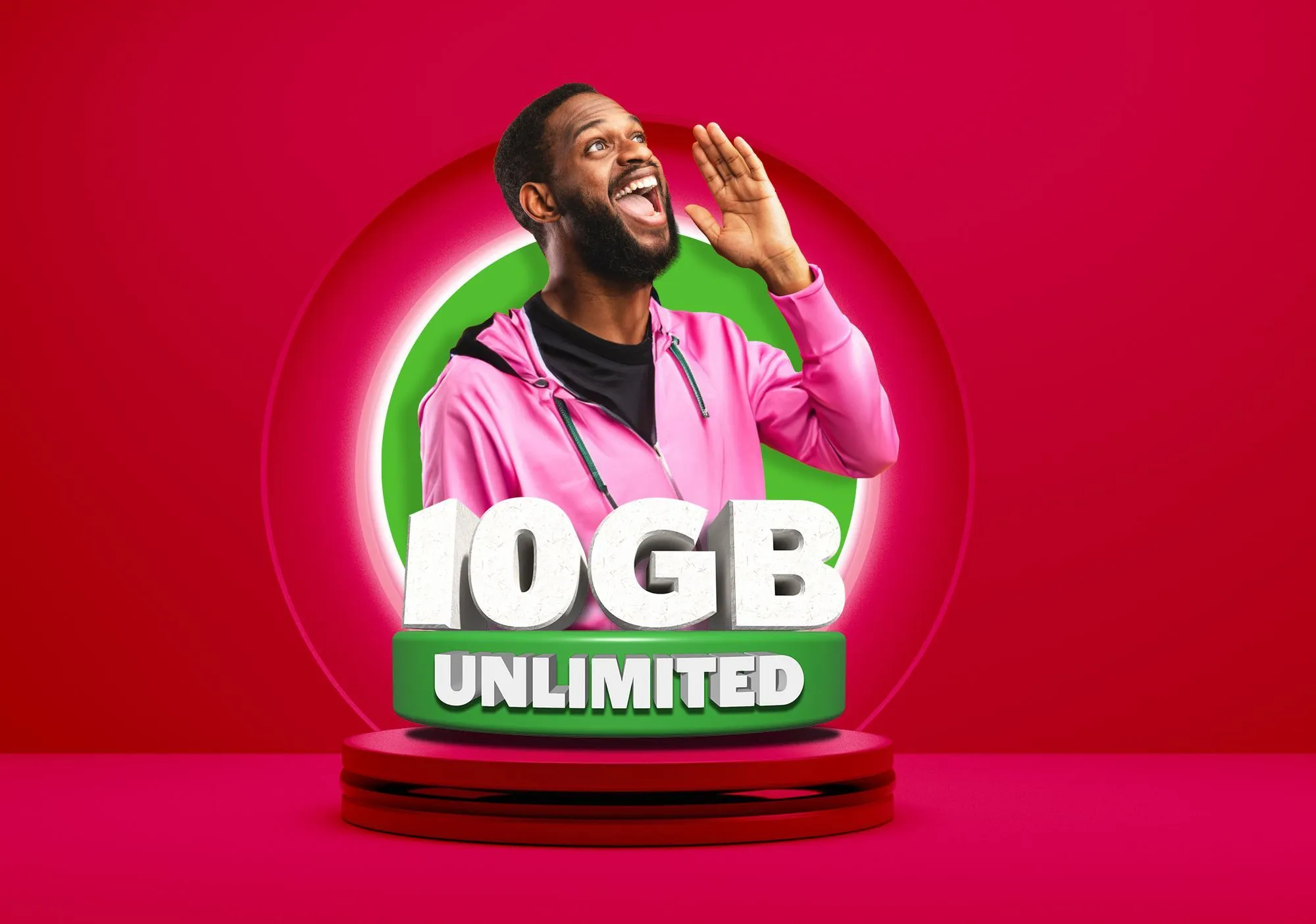 Person ecstatic and shouting about Melon Mobile 10 GB Unlimited plan.